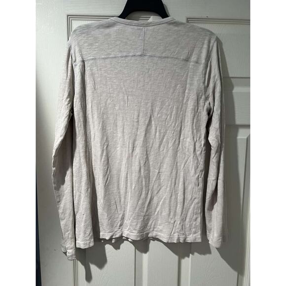 Marc Anthony Henley Shirt Snap Long Sleeve Cotton Blend Beige Size M A001735 - Picture 2 of 5